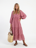 ARLETTE | GEOMETRIC PRINT LONG SLEEVE MIDI DRESS